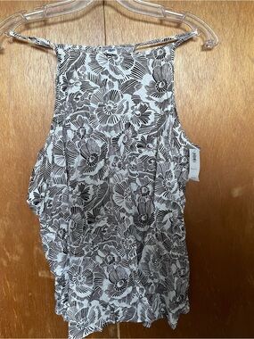 Old Navy Black & White Floral Halter Cami